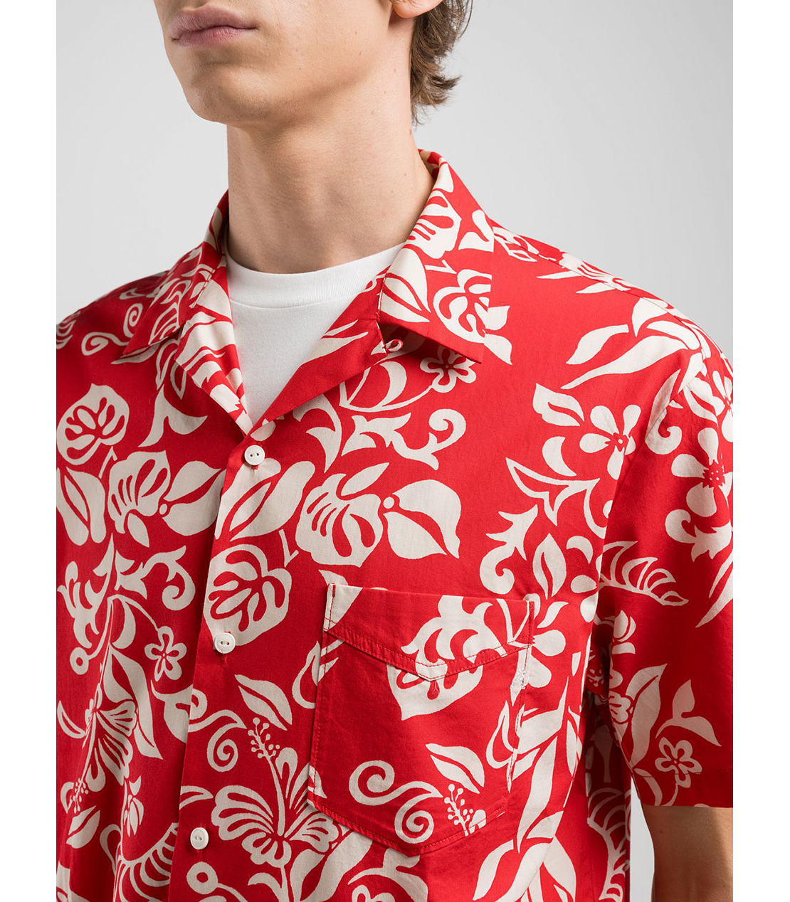 コットンポプリン ハワイアンアロハシャツ（セットアップモデル） 詳細画像 レッド 5